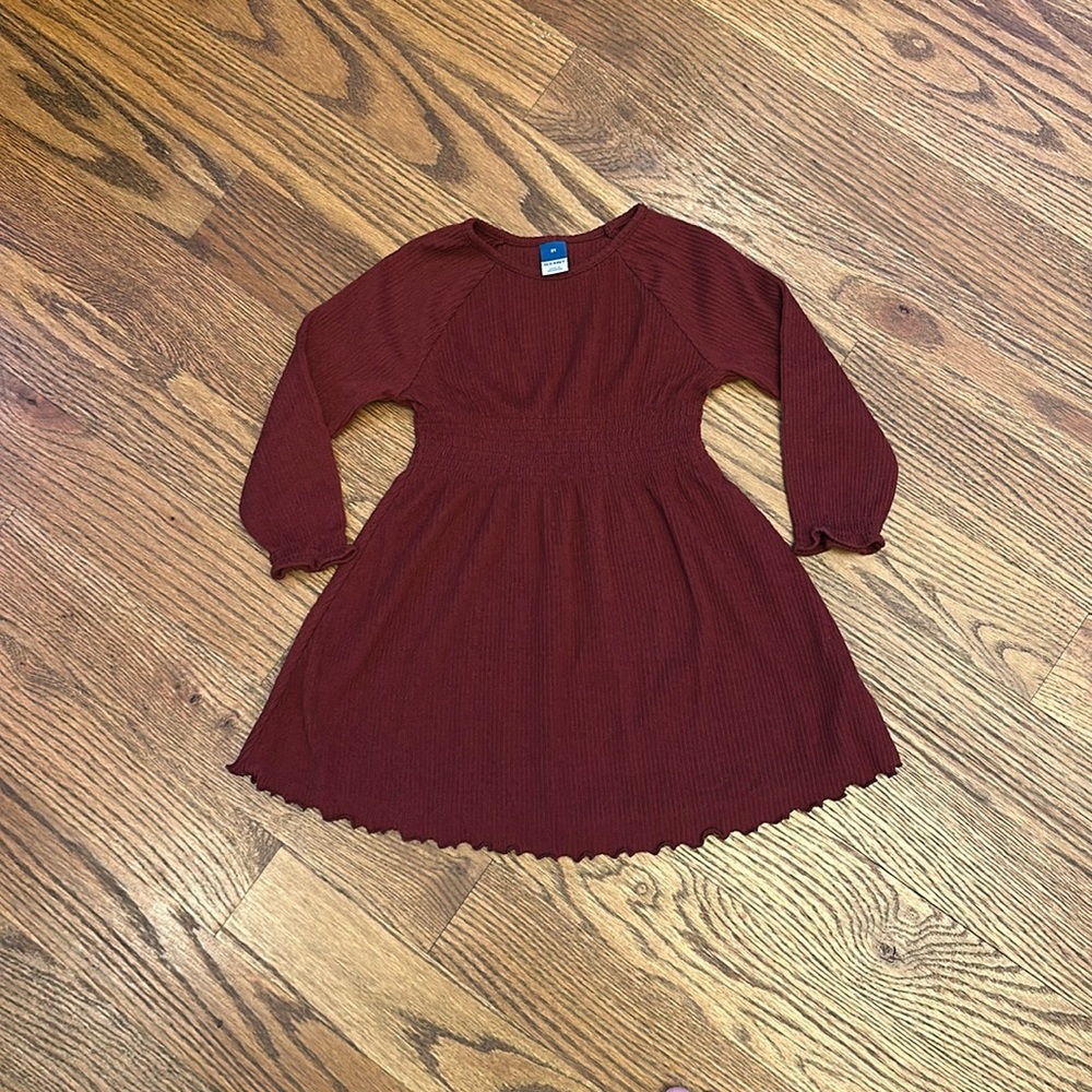 GUC Old Navy Maroon Ribbed Toddler Girl Dress; 2T